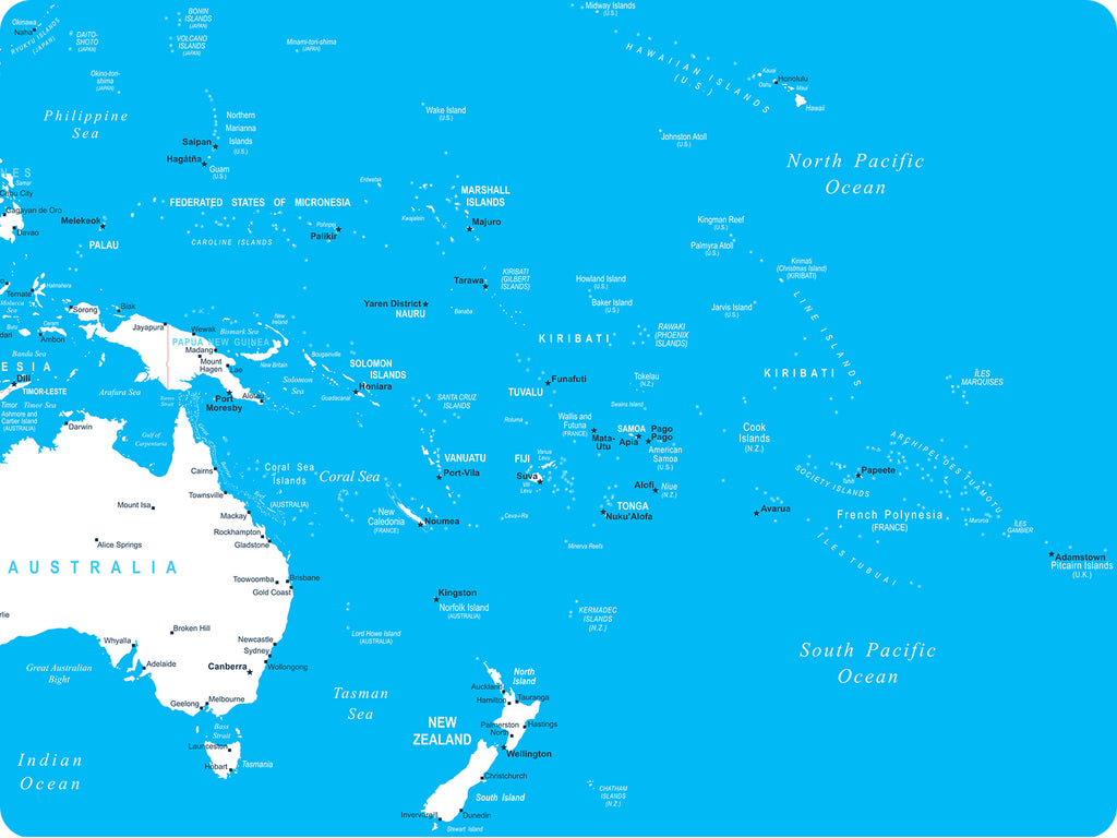 Map of the islands in the South Pacific where Bigeye tuna are fished. 
