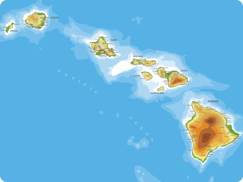 Topographical map of the Hawaiian Island Seamount Chain